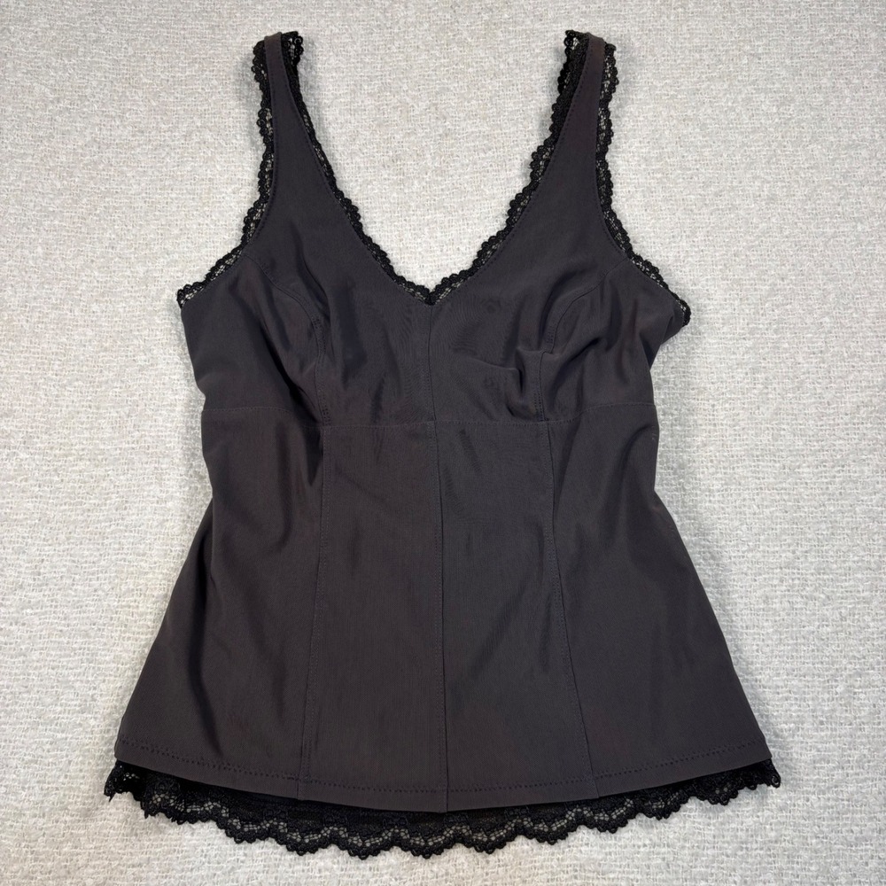 NWT express dark gray black lace princess crop top coquette grunge goth chic Y2K - Picture 2 of 9